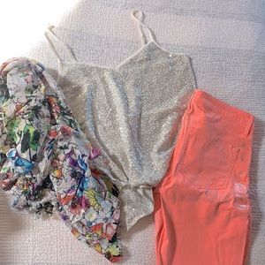 White camisole with silver Sequins from Express